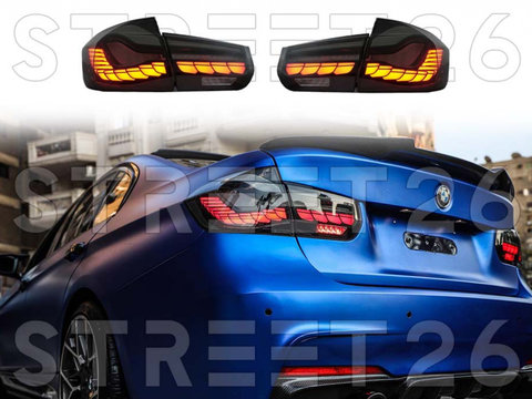 Stopuri OLED Compatibil Cu BMW Seria 3 F30 (2011-2019) F35 F80 Rosu Fumuriu M4 Design Cu Semnal Dinamic