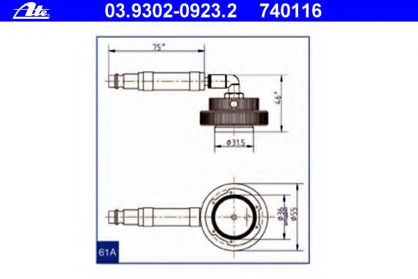 Stut aerisire ~ Hyundai Elantra 1998 1999 2000 ~ 03.9302-0923.2 ~ ATE