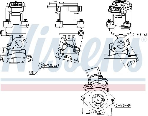 Supapa EGR LAND ROVER DISCOVERY III (L319), Van, 01.2007 - 07.2009 Nissens 98350
