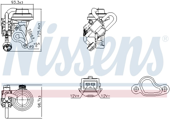 Supapa EGR NISSENS 98344 pentru MERCEDES-BENZ M-CLASS (W164) M 113.964 4966cc 306cp 225kW 2005 2006 2007 2008 2009 2010 2011