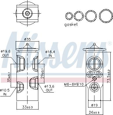 Supapa expansiune. clima Aer conditioning valve MERCEDES AMG GT C190 C C204 C CL203 C W203 C W204 C T-MODEL S203 C T-MODEL OPEL COMBO Tour (COMBO-C), Dubita, 10.2001 - 12.2011 Nissens 999350