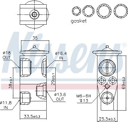 Supapa expansiune. clima Aer conditioning valve AUDI A3 TT SEAT ATECA SKODA KAROQ OCTAVIA III SUPERB III VW GOLF ALLTRACK SEAT LEON (5F1), Hatchback Van, 09.2012 - Nissens 999315