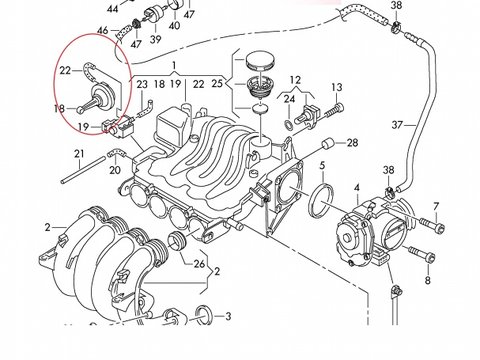 Supapa vacuum control clapeta acceleratie pentru Audi,VW,Seat,Skoda (1.6 BENZINA ) 06A129061