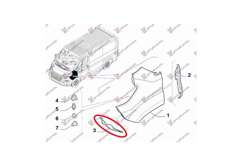 Suport aripa stanga fata Fiat Ducato 200