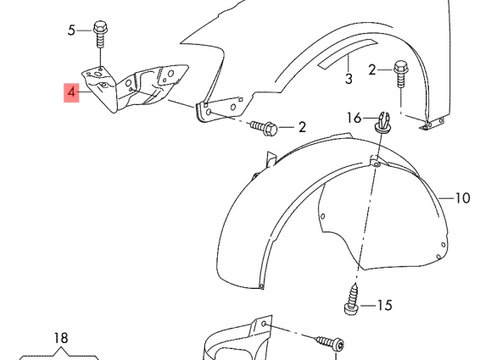 Suport aripa stanga fata ​Volkswagen Passat B7 (365) Variant 2012 2.0 TDI OEM 3AA821141