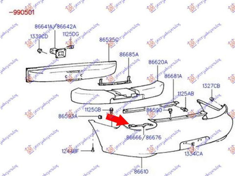 Suport bara spate Lat.Superior (O)-Hyundai Coupe 97-99 pentru Hyundai Coupe 97-99