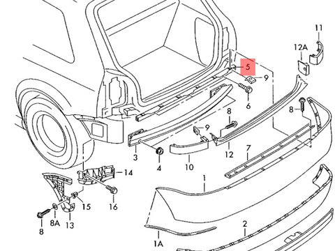 Suport central bara spate Audi A3 8L hatchback 2002 OEM 8L0807949D