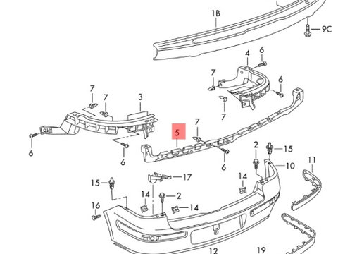 Suport central bara spate Volkswagen Golf 4 (1J) Coupe 2001 1.9 SDI OEM 1J6807861B