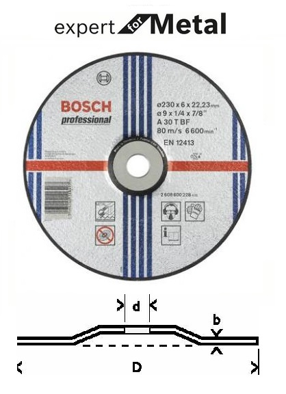 Suport disc abraziv, polizor multifuncțional Disc Expert for metal 10buc grosime: 6mm forma: EN With lowered centre disc: 125mm destinat pentru: metal BOSCH 2 608 600 223