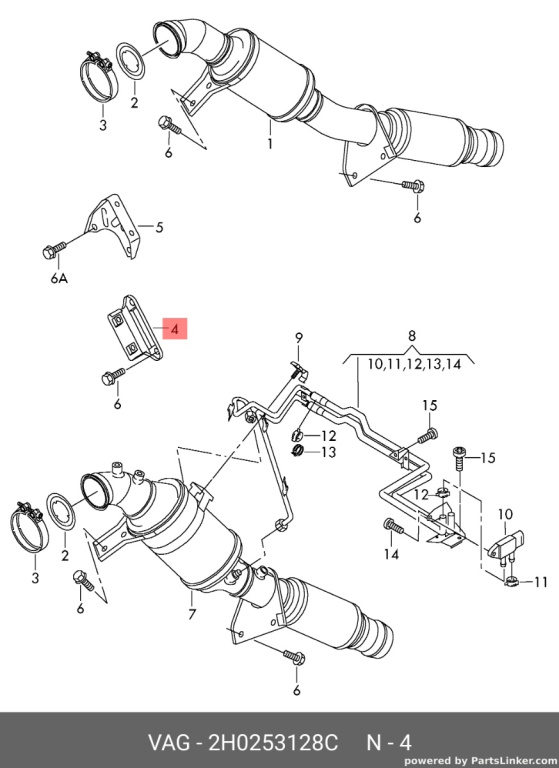 Suport filtru particule Volkswagen Amarok 2H 2014 2015 OEM 2H0253128C