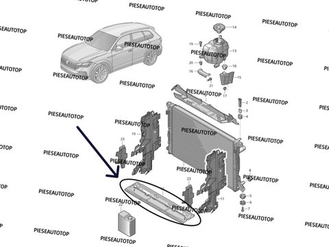 Suport inferior radiator VW Touareg 2018-2022 NOU 760121763AA (Plastic)