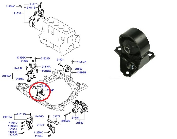 Suport motor fata pentru Kia Sportage , Hyundai Tucson , IX 35 -- 219102E100