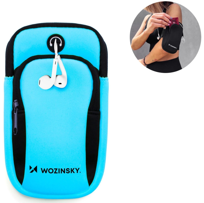 Suport Telefon / Cheie / Carduri Cu Locas Casti Audio Pentru Brat Pentru Alergare Wozinsky Albastru WABBL1