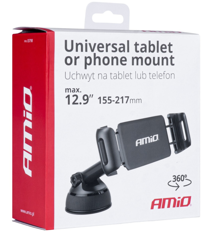 Suport Telefon / Tableta Auto Cu Ventuza Pentru Bord Sau Parbriz Amio 6.5'-12.9' 03798