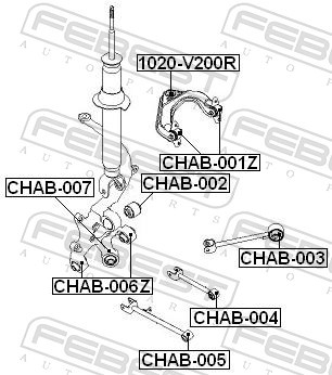 suport,trapez FEBEST CHAB-003 montare ax