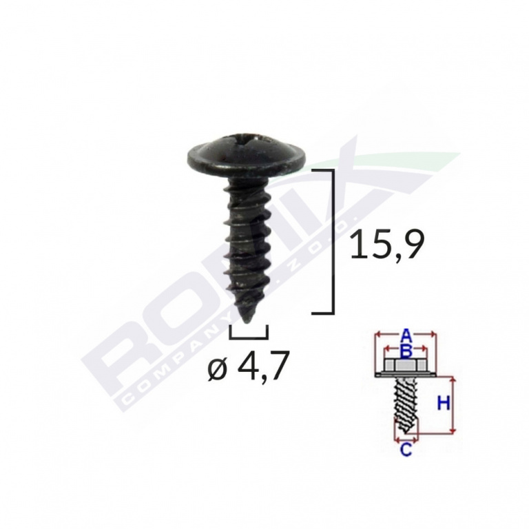 Surub Fixare Alfa Romeo. Fiat. Bmw 4.7x15.9mm - Negru Set 10buc Romix 45195-RMX