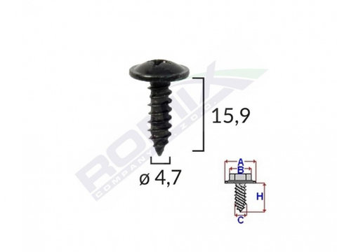 Surub fixare alfa romeo. fiat. bmw 4.7x15.9mm - negru set 10buc UNIVERSAL Universal #6 45195-RMX