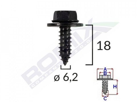 SURUB FIXARE ELEMENTE EXTERIOR PENTRU TOYOTA 6.2X18MM SET 10 BUC