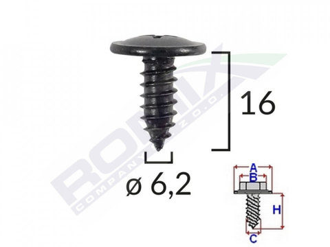 SURUB FIXARE ELEMENTE EXTERIOR PENTRU TOYOTA, KIA, HYUNDAI 6.2X16MM SET 10 BUC