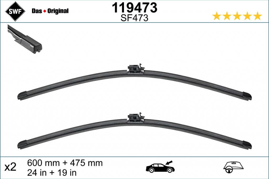 SWF lamela stergator 119473 montare fata pentru masina MERCEDES-BENZ A-CLASS (W177) 2018 2019 2020 2021 2022 2023 2024 2025