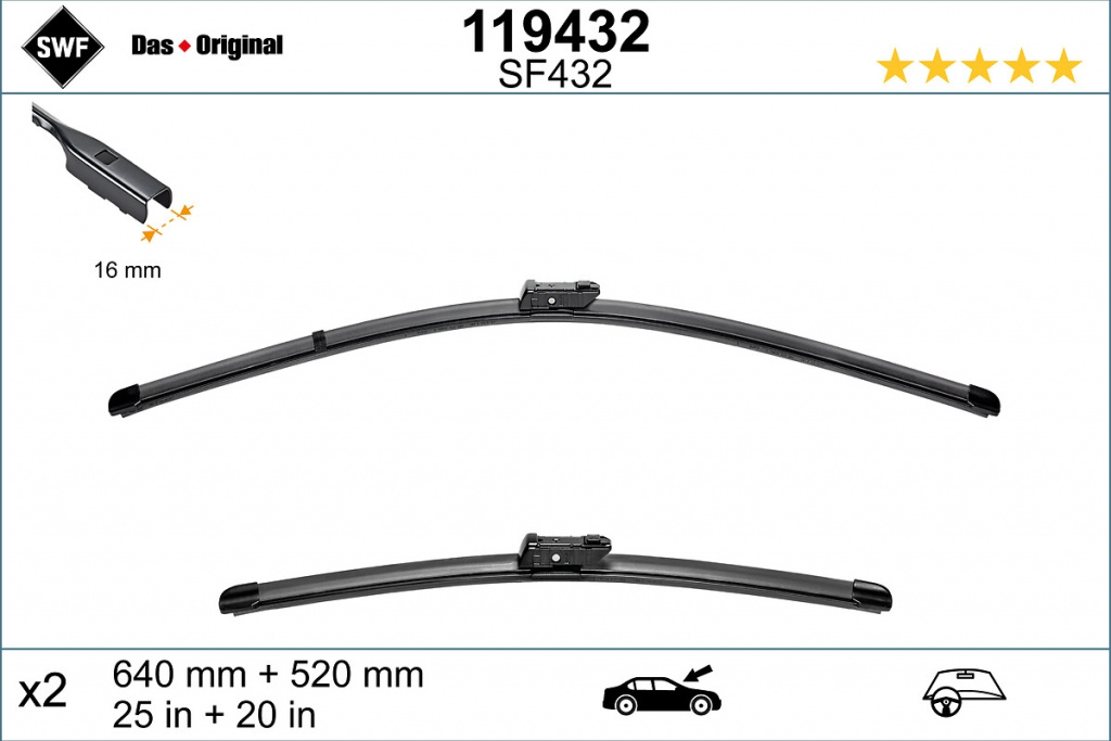 SWF lamela stergator montare fata 119432 pentru masina AUDI A6 C7 (4G2, 4GC) 2010 2011 2012 2013 2014 2015 2016 2017 2018