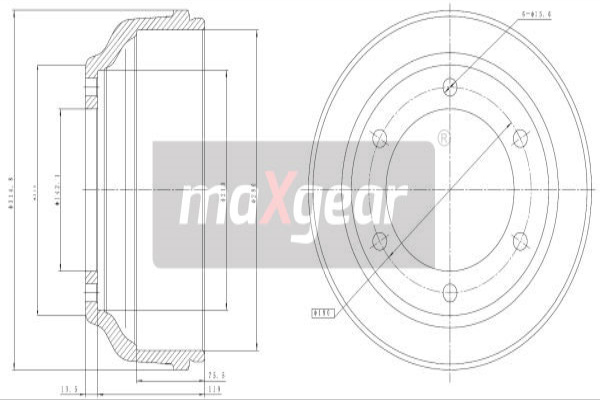 Tambur frana 19-2304 MAXGEAR pentru Ford Transit