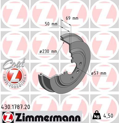 Tambur frana 430 1787 20 ZIMMERMANN pentru Opel As