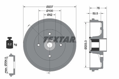 Tambur frana 94041400 TEXTAR pentru Renault Clio R