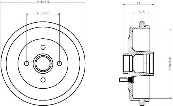 Tambur frana AUSTIN MAESTRO (XC), AUSTIN MONTEGO (XE), AUSTIN MONTEGO Estate (XE) - HELLA PAGID 8DT 355 302-031