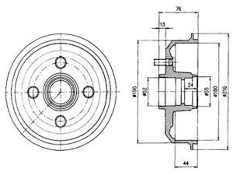 Tambur frana BF229 DELPHI pentru Ford Fiesta Ford Courier Ford Escort Ford Orion Ford Verona Mazda 121 Mazda Soho Ford Ka Ford Puma