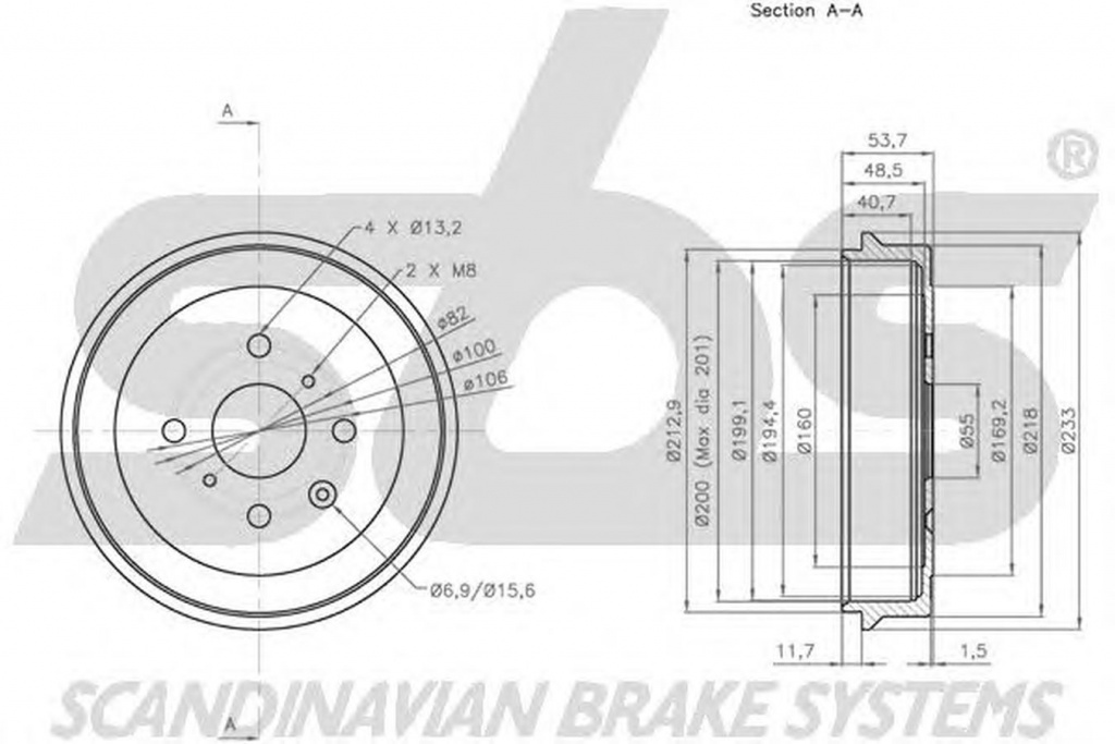 Tambur frana CITROEN C1 II sbs 1825251911