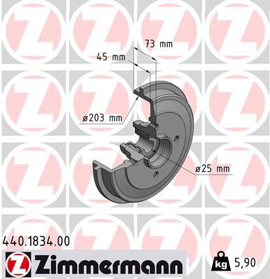 Tambur frana # CitroEn C3 2009 2010 2011 2012 2013 2014 2015 2016 2017 2018 2019 2020 2021 2022 2023 2024 2025 # 440 1834 00 # ZIMMERMANN
