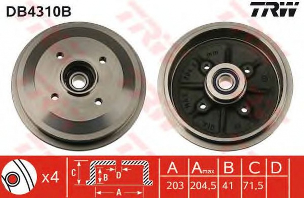 Tambur frana CITROEN C3 Pluriel HB TRW DB4310B