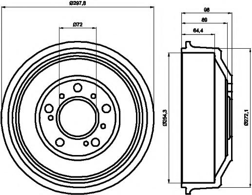 Tambur frana Citroen RELAY bus (230P), FIAT DUCATO caroserie (230L), PEUGEOT BOXER bus (230P) - HELLA PAGID 8DT 355 300-061