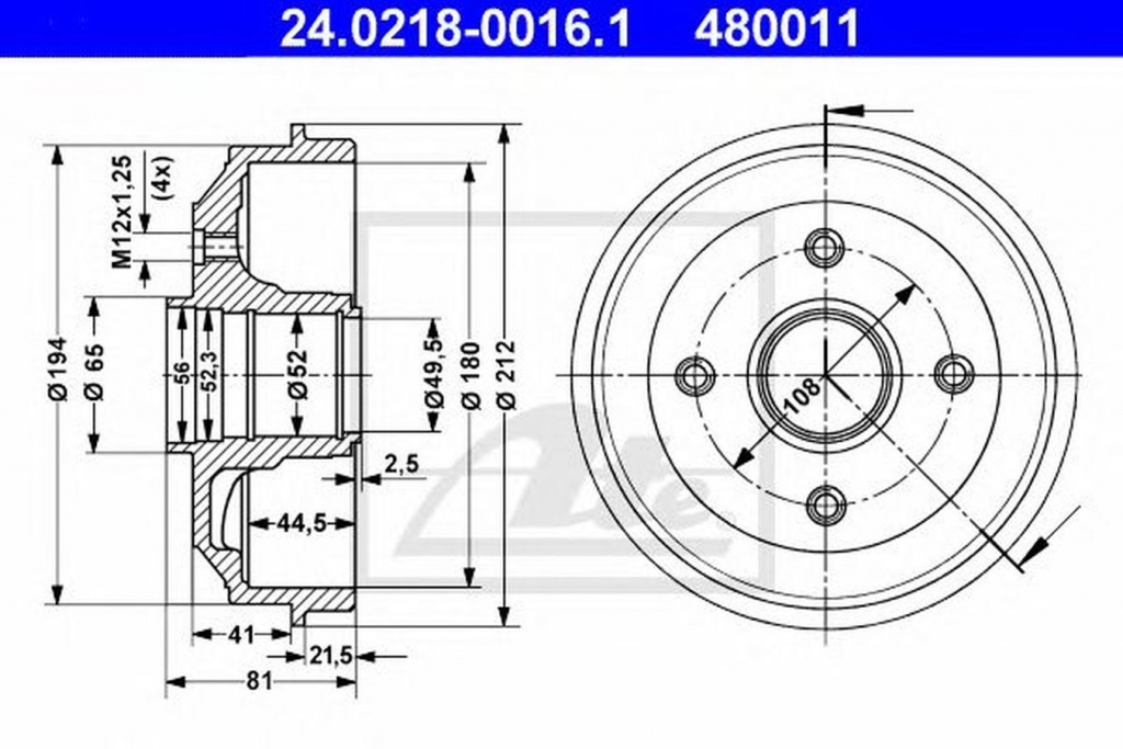 Tambur frana CITROEN XSARA cupe N0 ATE 24021800161