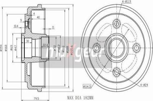 Tambur frana DAEWOO MATIZ (M100, M150) Hatchback, 09.1998 - Maxgear 19-1041