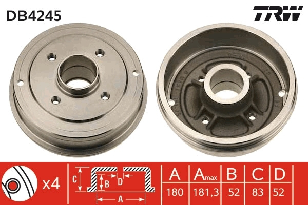 Tambur frana DB4245 TRW pentru Renault S