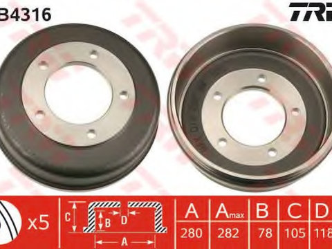 Tambur frana DB4316 TRW pentru Ford Transit