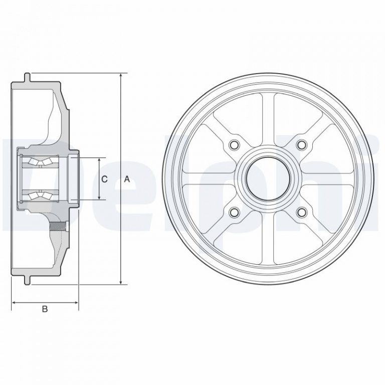 Tambur frana DELPHI BFR484 pentru CITROEN C3 III Van (SX_, SY_) 2016 2017 2018 2019 2020 2021 2022 2023 2024