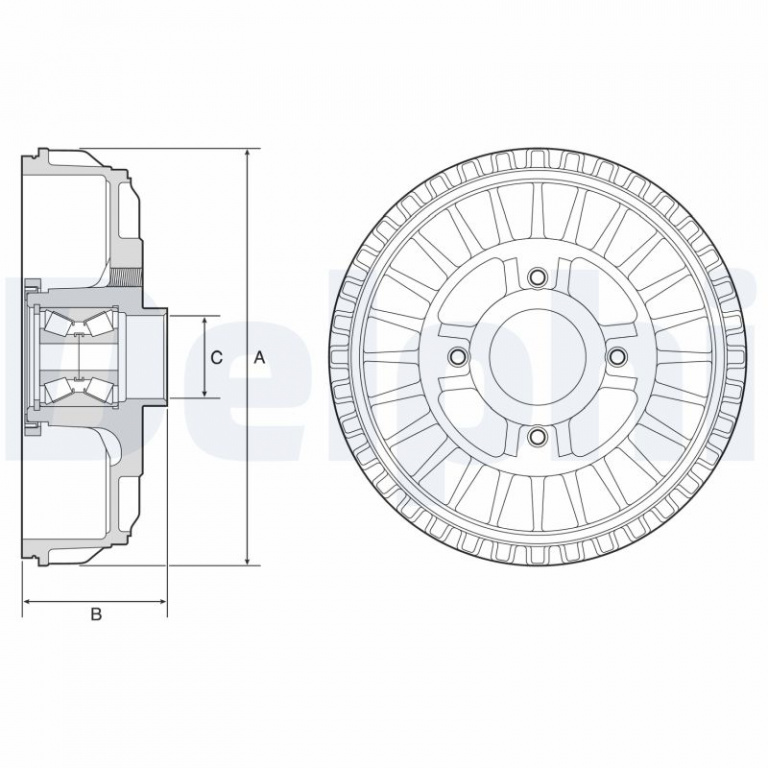 Tambur frana DELPHI BFR621 la masina DACIA SANDERO II 2012 2013 2014 2015 2016 2017 2018 2019 2020 2021 2022 2023