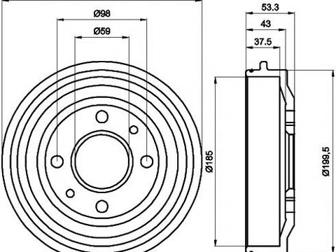 Tambur frana FIAT CINQUECENTO (170), FIAT REGATA limuzina (138), FIAT REGATA Weekend - TEXTAR 94006400