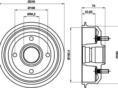 Tambur frana FORD COURIER caroserie (F3L, F5L) - Cod intern: W20122774 - LIVRARE DIN STOC in 24 ore!!!