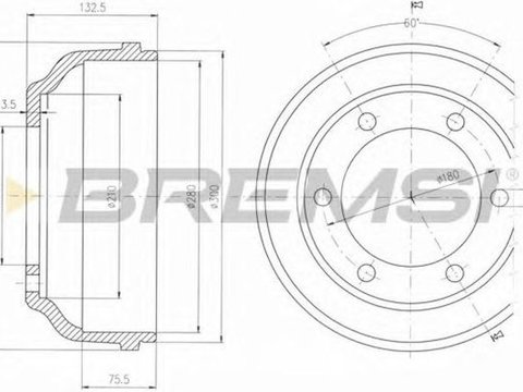 Tambur frana FORD TRANSIT bus FD FB FS FZ FC BREMSI DR5625