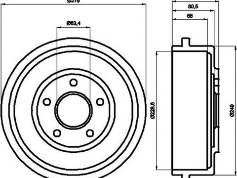 Tambur frana FORD TRANSIT CONNECT P65 P70 P80 TEXTAR 94024400