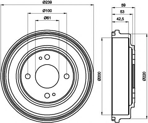 Tambur frana HONDA ACCORD Mk III (CA), HONDA CIVIC Mk IV limuzina (EG, EH), HONDA CIVIC Mk IV cupe (EJ) - HELLA PAGID 8DT 355 301-981