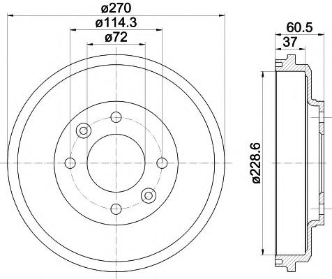 Tambur frana KIA CREDOS (K9A), KIA CLARUS combi (GC), KIA CARENS I (FC) - HELLA PAGID 8DT 355 301-741