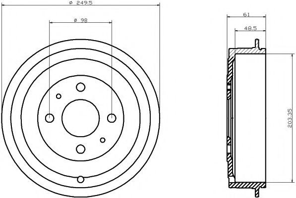 Tambur frana LANCIA MUSA (350) (2004 - 2012) TEXTAR 94019900 piesa NOUA