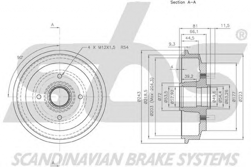 Tambur frana MAZDA 2 DY sbs 1825252535