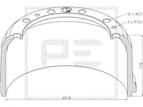 Tambur frana MERCEDES-BENZ ATEGO 2 PEAUTOMOTIVE 01643000A