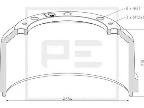 Tambur frana MERCEDES-BENZ ATEGO PEAUTOMOTIVE 01647200A